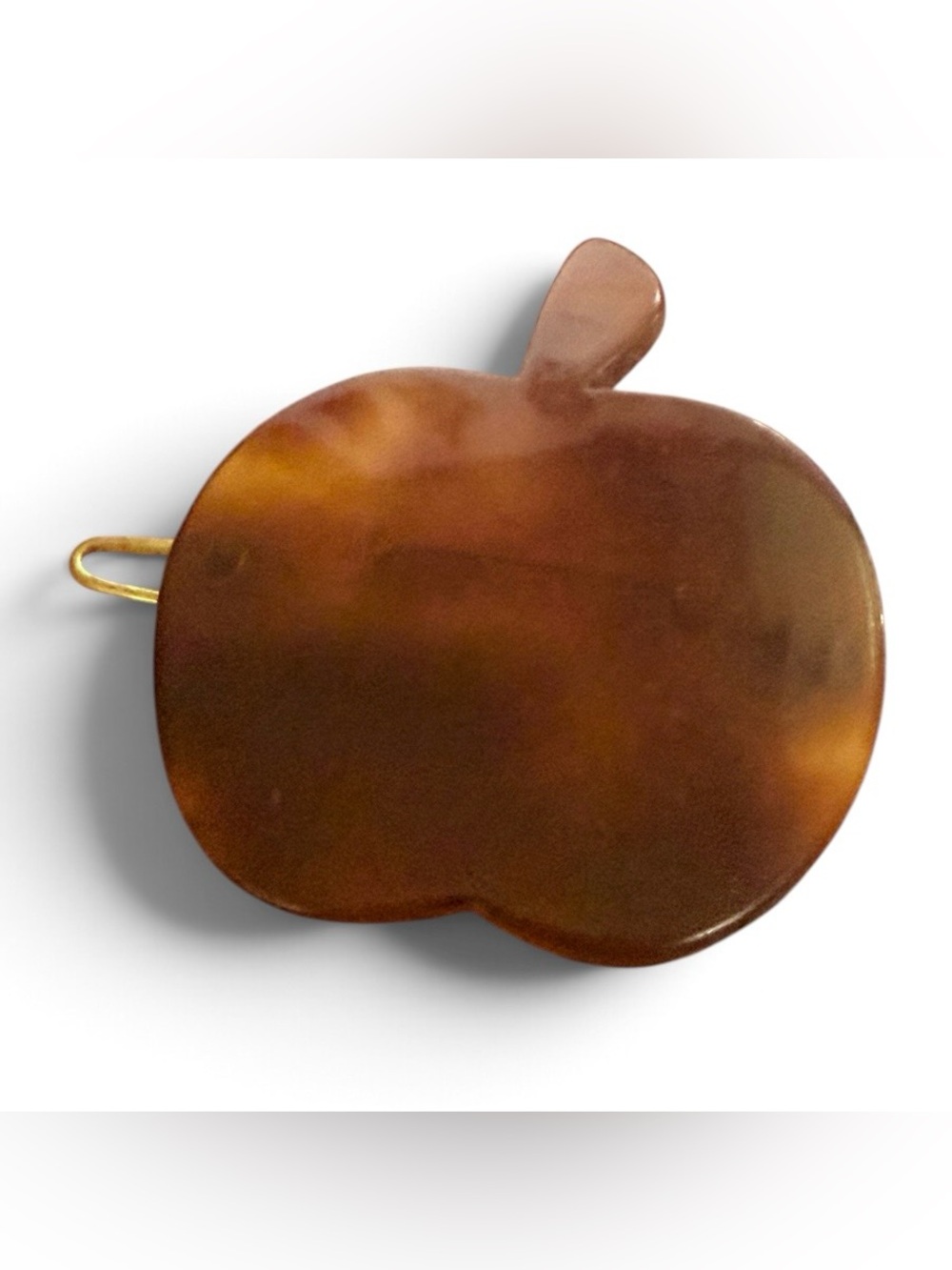 Vintage French Apple Barrette in Tortoiseshell Color, Made in France, Deadstock